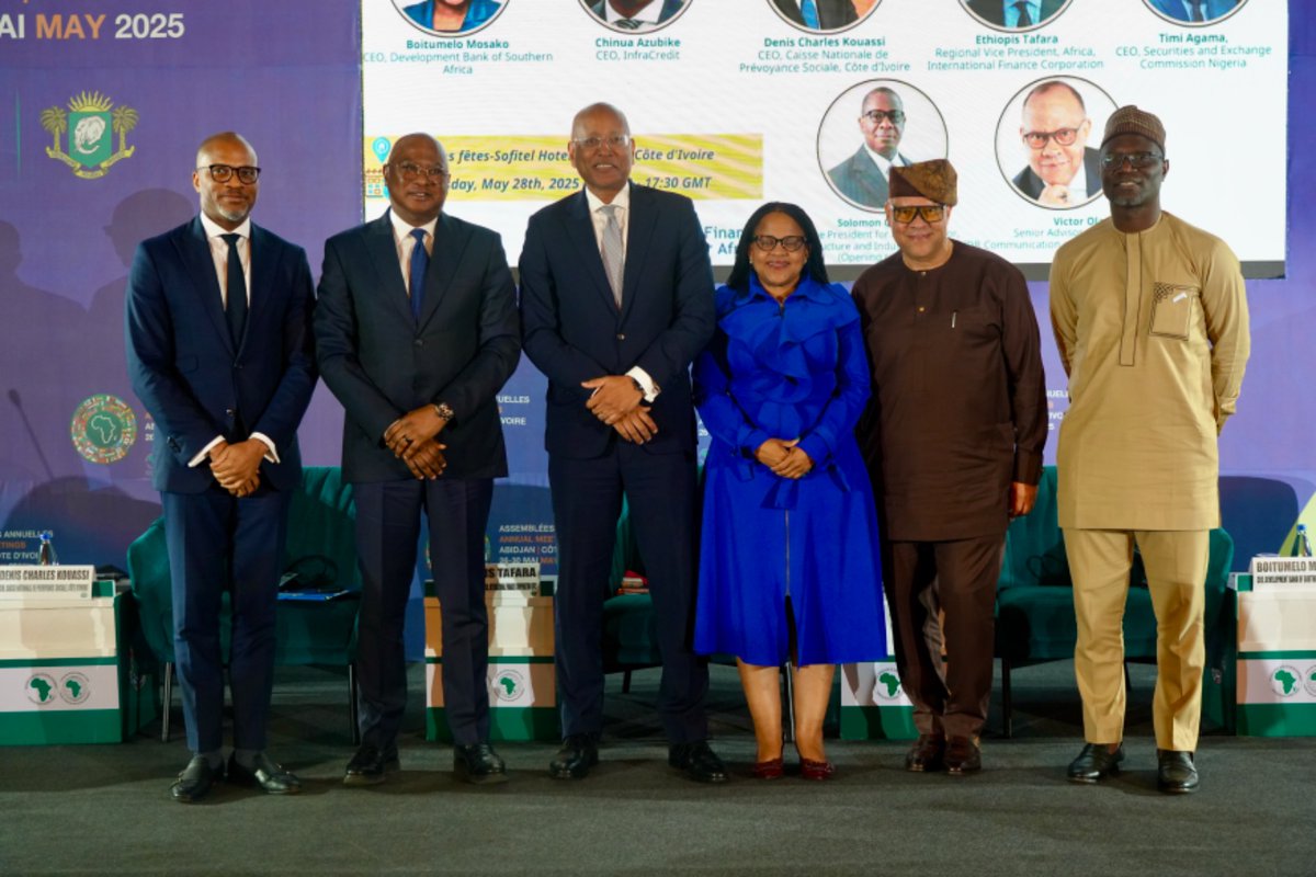 DenisCharlesK's tweet photo. "La souveraineté financière de l’Afrique commence par la confiance en nos ressources."
J'ai eu l'honneur d'intervenir aux Assemblées annuelles de BAD ce 28 mai pour défendre un modèle qui me tient à cœur : investir local, impacter global.#DCK #BAD2025  #CNPSCIV https://t.co/RvvpwqxzRl
