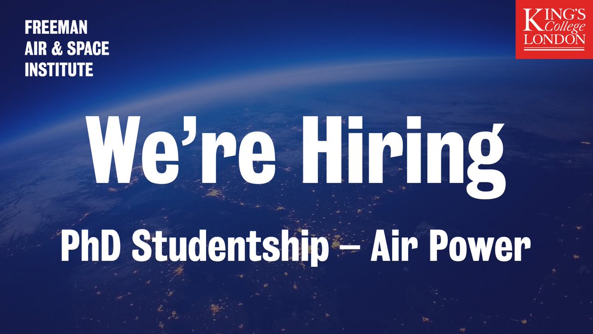 📢 The Freeman Air and Space Institute is hiring!

We are looking for a PhD Studentship to support FASI’s research in the field of air power.

💡 Fully funded
🗓️ Deadline to apply: 13 June

Apply now 👇
ow.ly/H50y50W1r0P