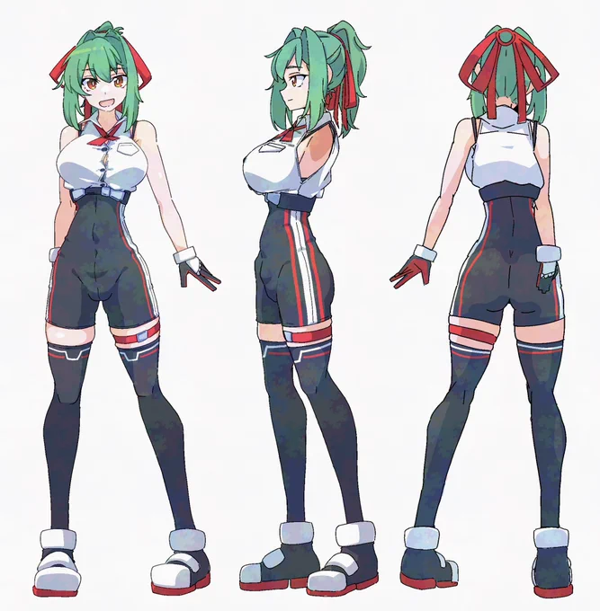 最近みてくれる人増えたので 前に描いたミカドちゃん三面図、ここに置いておくわね