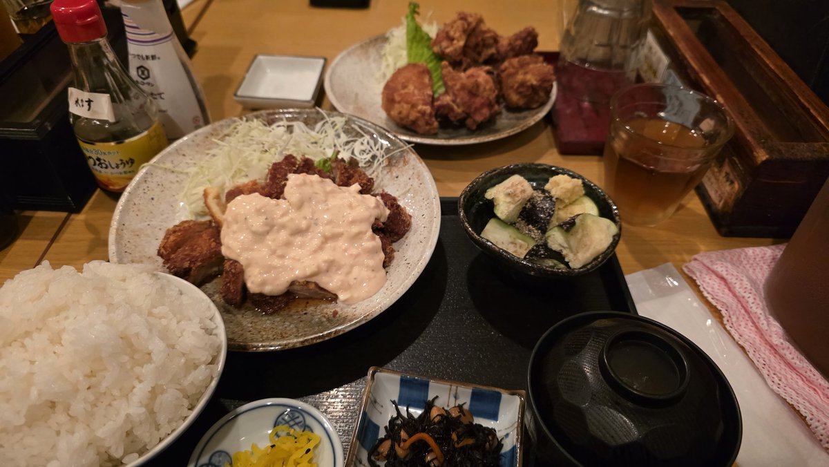 hamerea's tweet image. いわまのチキン南蛮と唐揚げでリキ入れる
