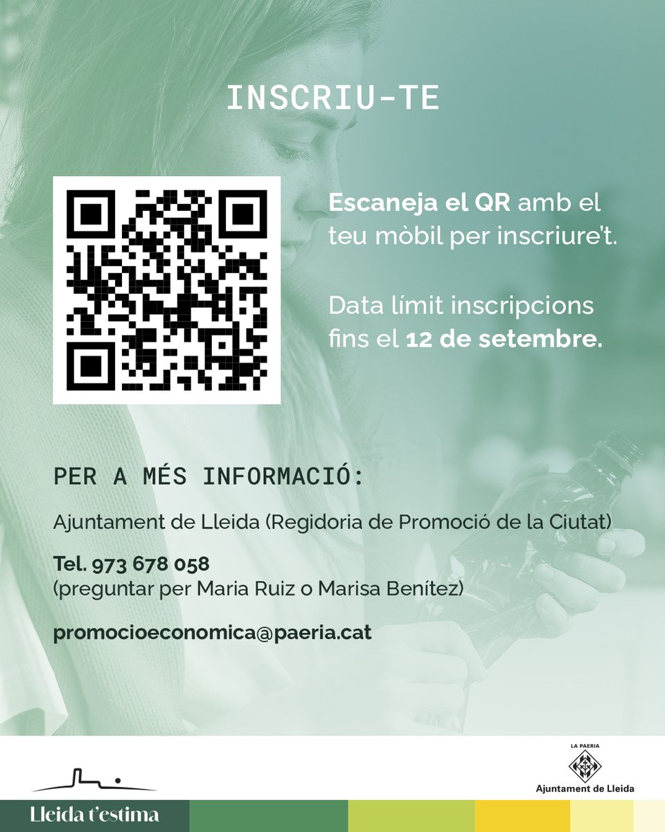 🔈T’interessa! Inscripcions obertes de la 3a edició de l’Emprèn BIO 4.0❗️⏏️

✅Donem suport a idees de negoci, prototips o serveis i la constitució d’empreses en el camp de la bioeconomia i l’economia regenerativa, verda o circular

Més info👉emprenbiolleida.cat
