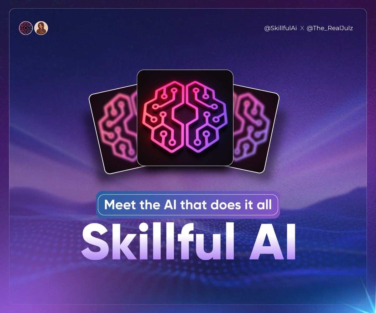 The_realJulz's tweet photo. Most AI tools are rigid and often built for one task.

You can either generate images, ideas or do some basic research. That’s it.

If only one agent could handle it all, tailor it to your needs, and even earn you money.

Well, that’s what @SkillfulAI is built for.

Here’s how it works ▼