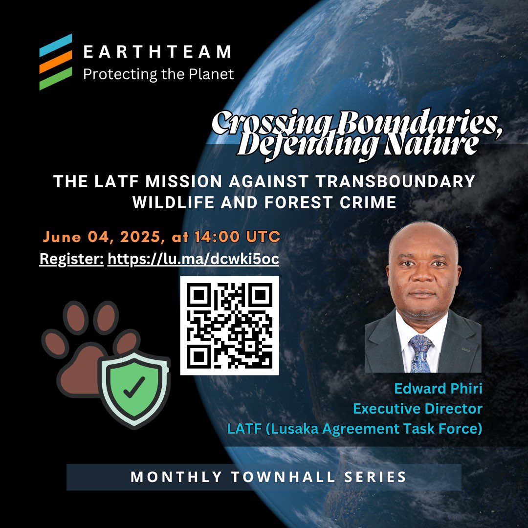 Join us on June 4th at UTC 14:00 for a talk on "Crossing Boundaries, Defending Nature: The LATF Mission Against Transboundary Wildlife and Forest Crime. Website: lnkd.in/dru2rskk.  Register for the event here: lu.ma/dcwki5oc