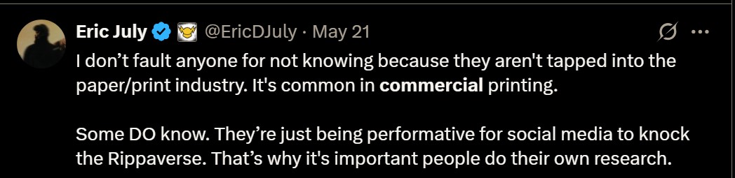 c_vinchenzo's tweet photo. The humble and patient CEO.
Eric, transparent attempts at obscuring the topic only works on your small remaining audience. Good luck keeping the lights on. #Rippaverse #EricDJuly https://t.co/X8yYWie663