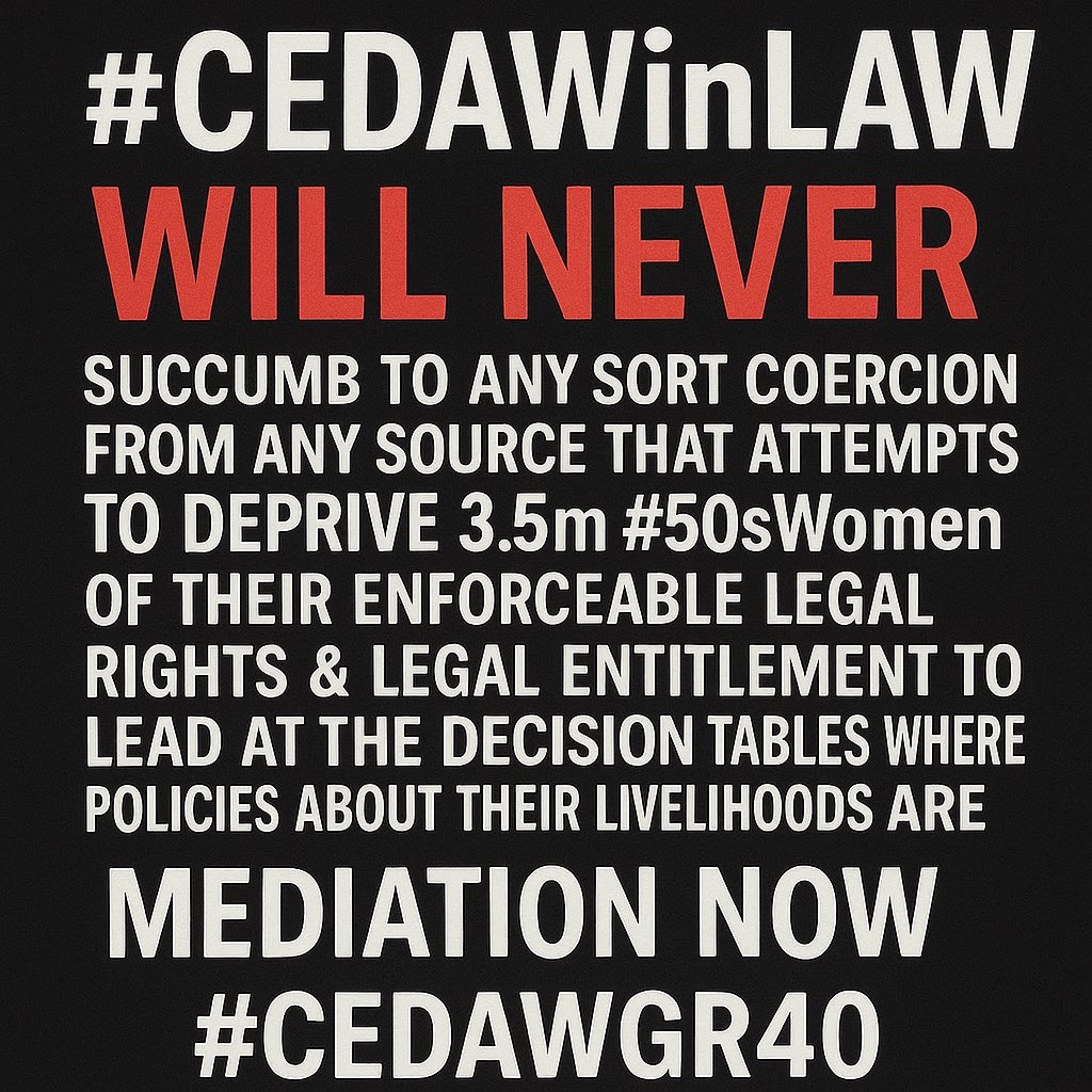 KrisGibson13's tweet image. No #WASPI group speaks for this #50sWomen to the exclusion of other groups
⛔️The #PHSO route was always doomed to fail
⛔️#WASPI failed to challenge stage 1 &amp;amp; are fixated on #maladministration 
⛔️The real issue of #discrimination must be challenged
#CEDAWinLAW #Mediation for me!