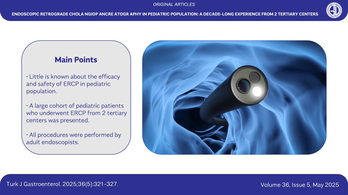 📍 A decade of experience in pediatric ERCP – now in our May issue

This study evaluates 10 years of endoscopic retrograde cholangiopancreatography (ERCP) in pediatric patients across two tertiary centers. It offers valuable insights into indications, success rates, and