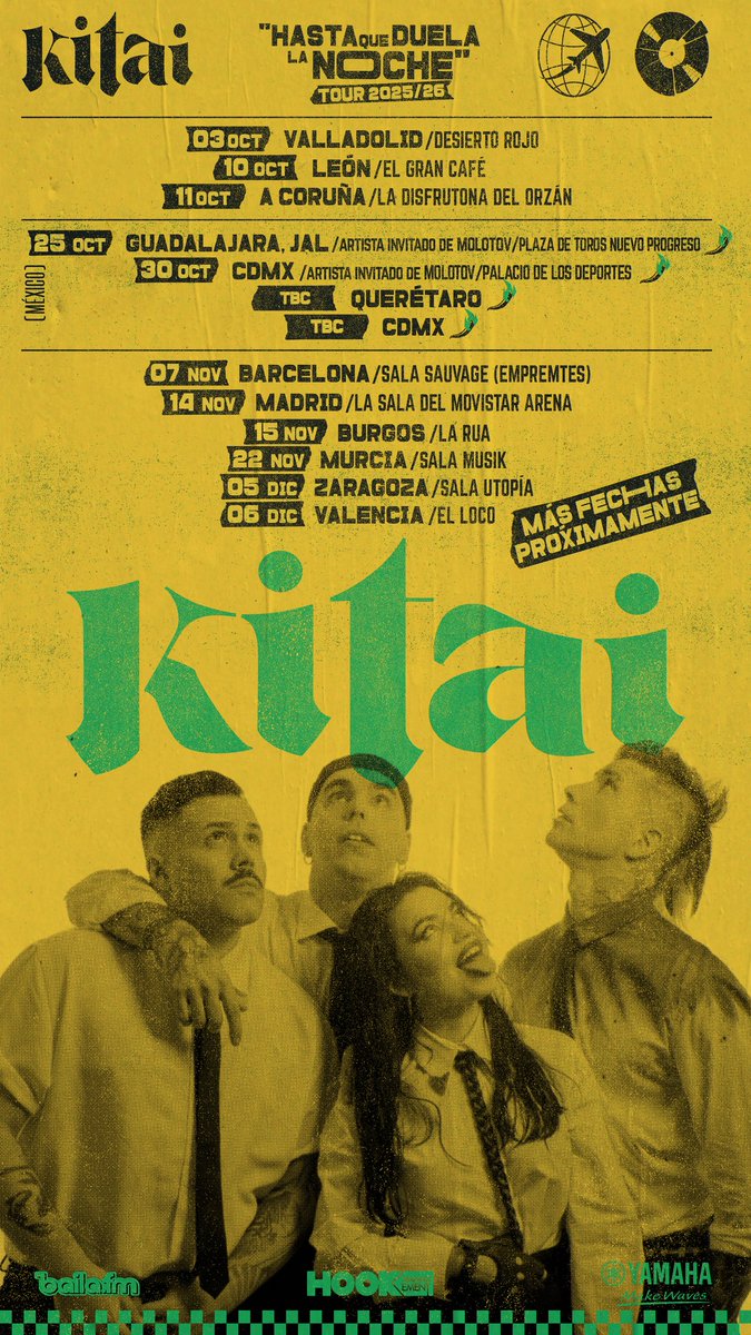 🎟 ENTRADAS YA A LA VENTA
hookmanagement.net/blogs/conciert…
¡Estamos muy, muy felices de volver a la carretera y a las salas con tod@s vosotr@s! 

KITAI "Hasta Que Duela La Noche" TOUR 25 🌏

Nunca es fácil volver a empezar. Muchas gracias a los que siguen caminando con nosotros.