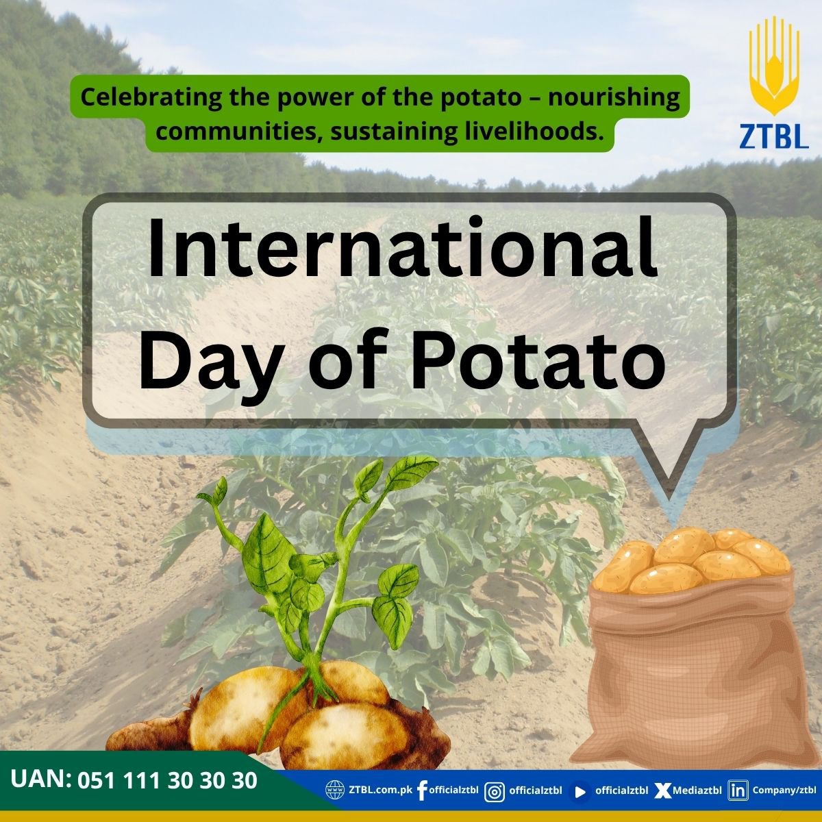 MediaZtbl's tweet photo. International Day of Potato
#InternationalDayOfPotato #PotatoPower #SustainableFarming #ZTBLSupportsFarmers #AgricultureMatters #PotatoForProgress #FarmersFirst https://t.co/csW2fJwv9y