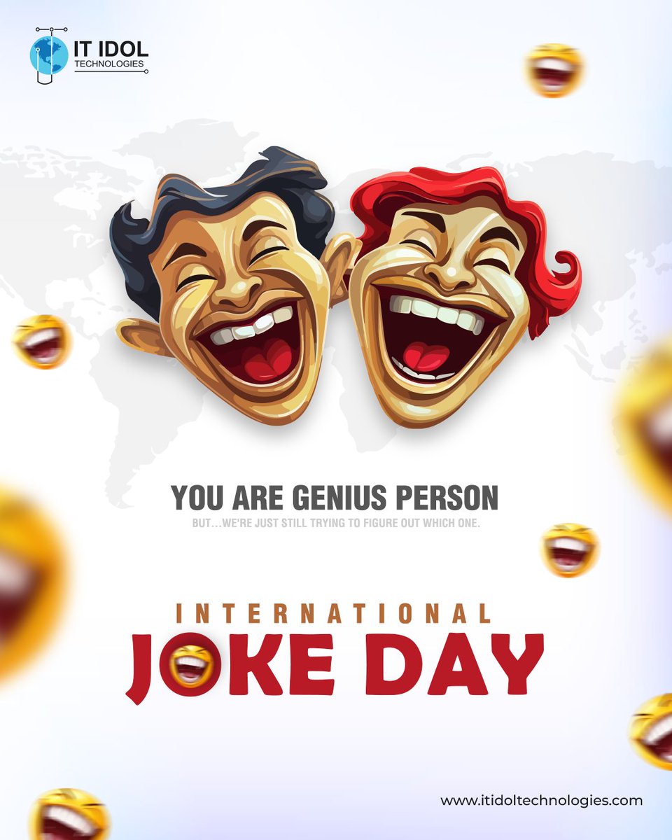 itidoltech's tweet photo. 😂 Happy #InternationalJokeDay from IT IDOL Technologies!

Tech may run on logic, but today, we run on laughter!
Here’s to lines of code that don’t bug out... and jokes that always compile! 😄

#FunAtWork #CodeAndComedy #JokeDay #laughteristhebestmedicine #itidoltechnologies https://t.co/rm7oE5Bdzs
