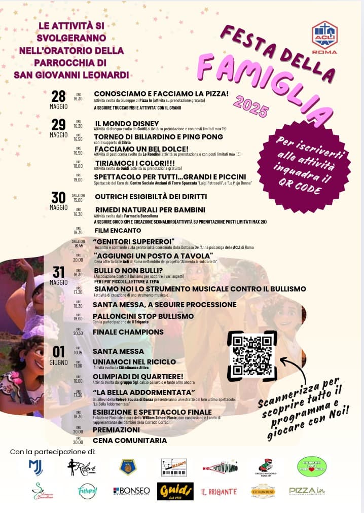 ACLI di Roma aps (@acli_roma) on Twitter photo Al via il Giubileo delle famiglie: tre giorni di preghiera e festa fino alla Messa di domenica con <a href="/Pontifex_it/">Papa Leone XIV</a>. Il nostro abbraccio alle famiglie comincia a San Giovanni Leonardi con sportello diritti, laboratorio sulla genitorialità e una cena solidale 👉bit.ly/FestaFamiglia2… Al via il Giubileo delle famiglie: tre giorni di preghiera e festa fino alla Messa di domenica con <a href="/Pontifex_it/">Papa Leone XIV</a>. Il nostro abbraccio alle famiglie comincia a San Giovanni Leonardi con sportello diritti, laboratorio sulla genitorialità e una cena solidale 👉bit.ly/FestaFamiglia2…
