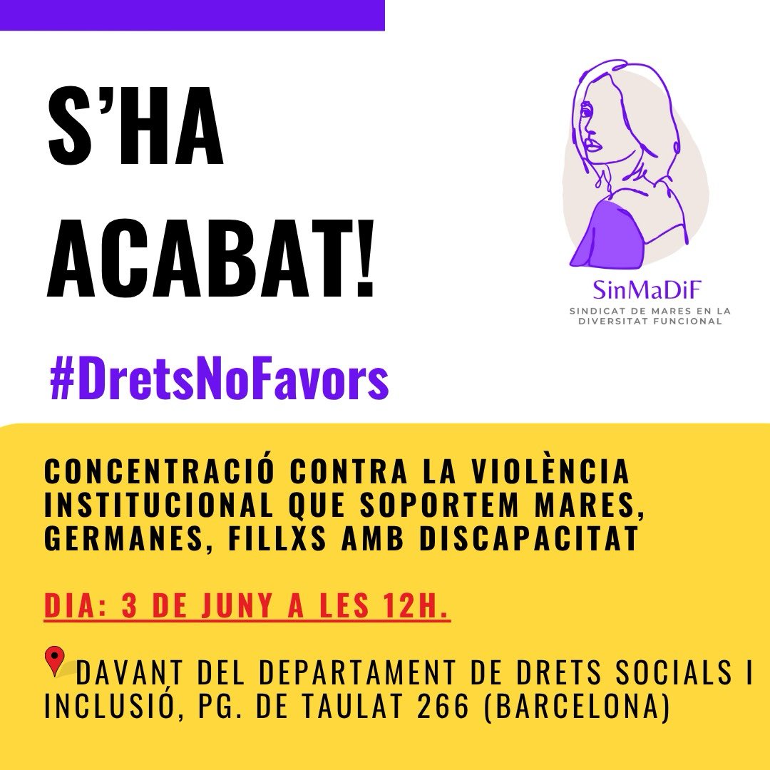 Sindicat de Mares en la Diversitat Funcional (@sindicatmares) on Twitter photo Sostenim un sistema de cures abusiu a costa de la nostra salut, cuidem sense suports ni garanties.  
#shAcabat i els recursos on toquen sense més dilacions pels nostres familiars 
Volem Justicia i dignitat! Sostenim un sistema de cures abusiu a costa de la nostra salut, cuidem sense suports ni garanties.  
#shAcabat i els recursos on toquen sense més dilacions pels nostres familiars 
Volem Justicia i dignitat!