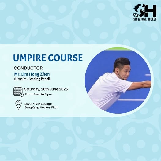 Singapore Hockey federation is organizing the second Umpires' Course for the year 2025, to be scheduled on 28th June 2025!
Our conductor for this course is Mr. Lim Hong Zhen.
Registration link:
forms.gle/Axto2W7D1x6Dnp…
Deadline: Please register by 14th June 2025