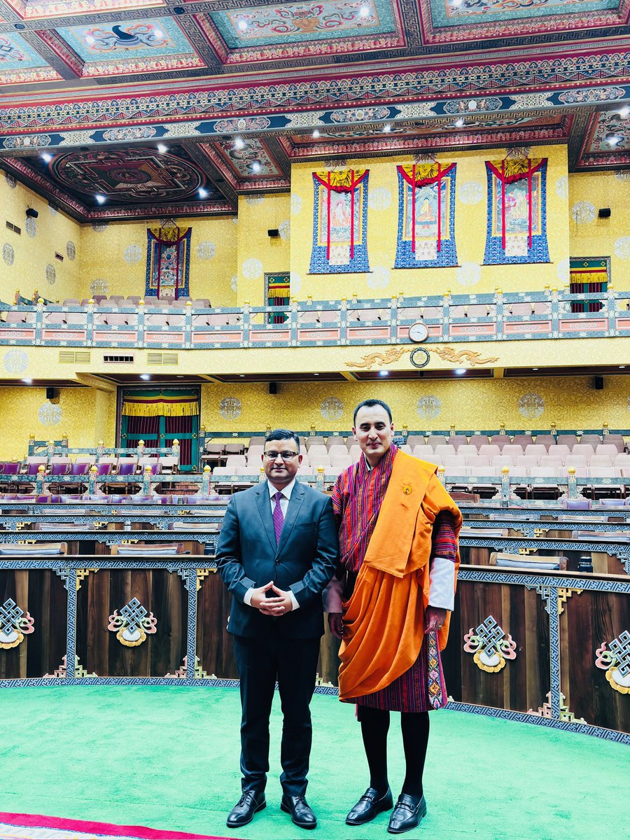 Honoured to meet H.E. Mr. Namgyal Dorji, Minister of Industry, Commerce &amp; Employment of Bhutan, who kindly showed me the Bhutanese Parliament. A few years ago, we worked for our respective Missions in New York. Grateful for his warmth. Long live 🇳🇵🤝🇧🇹 friendship!