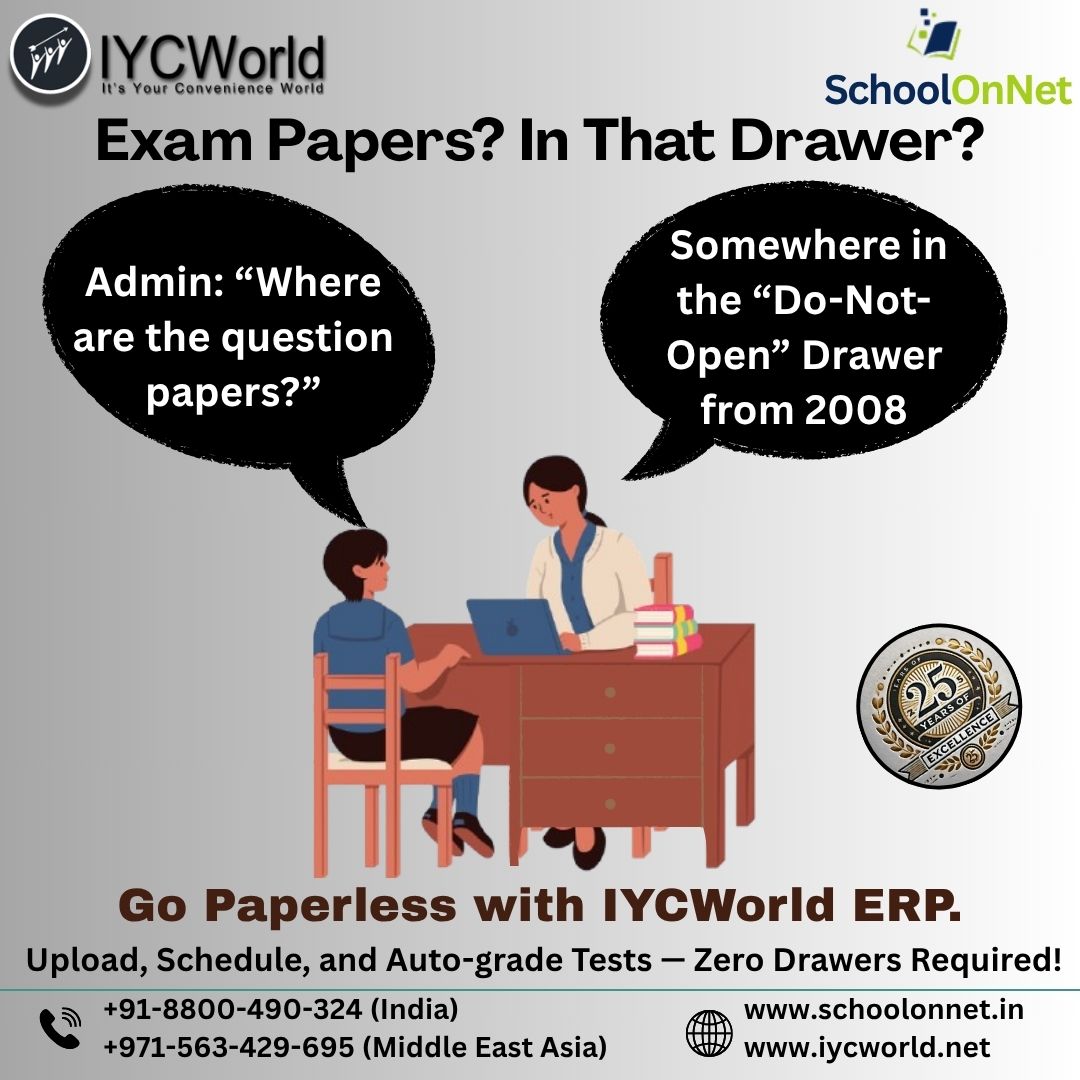schoolonnet's tweet photo. Shift to smart, secure, and seamless assessments with IYCWorld ERP.
✅ Digital Uploads
✅ Auto-Grading
✅ Anytime Access
No more paper trails. Just smarter schooling.

#DigitalEducation #PaperlessSchools #SchoolERP #SmartAssessment #IYCWorld #SchoolOnNet #EdTechTransformation https://t.co/gXGGmF7wzW