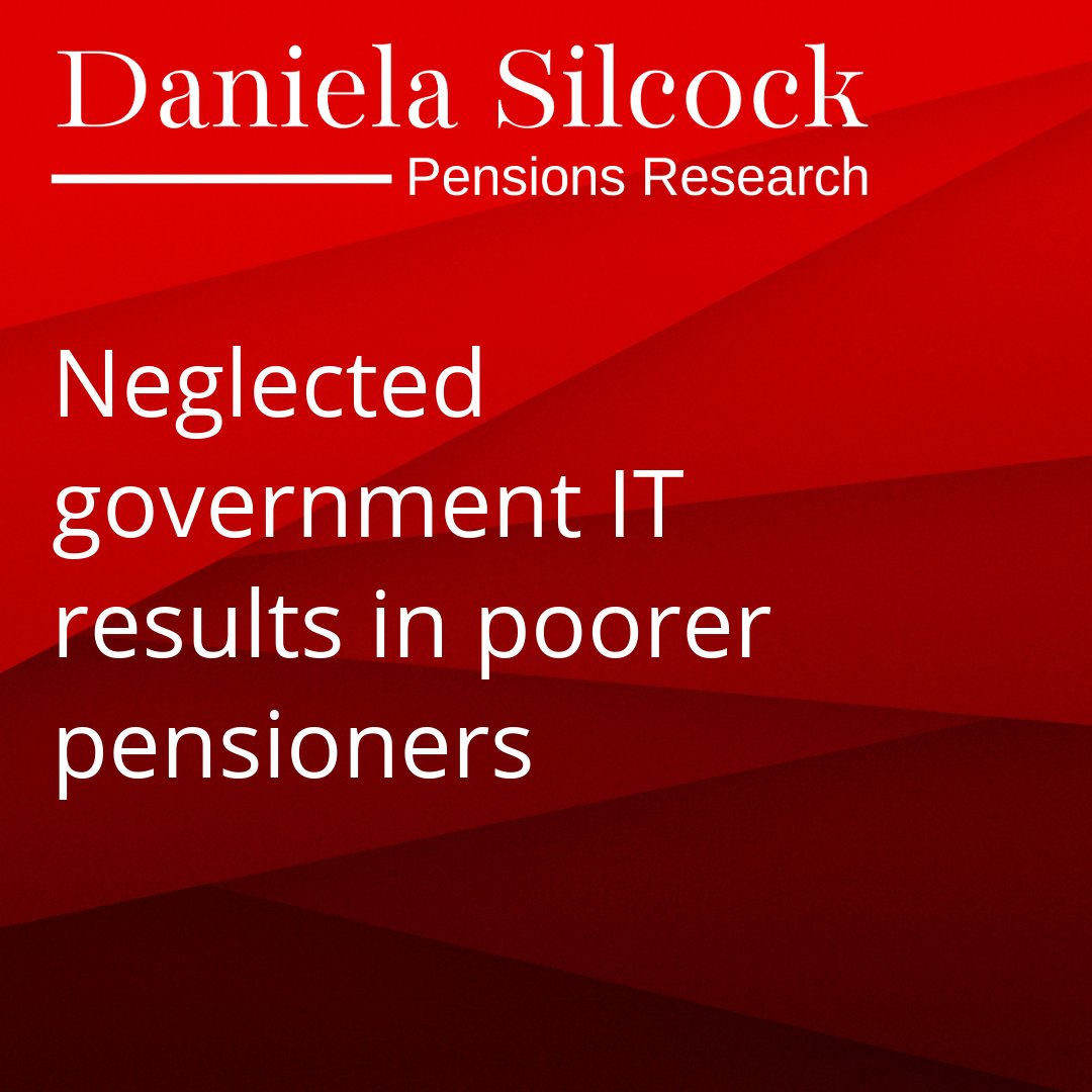 Today's pensions goth blog looks at how chronic underfunding of government IT leads to poorer people - citing state pension underpayments as a key example. #SteveWebb #StatePensionUnderpayments

pensionsresearch.co.uk/neglected-gove…