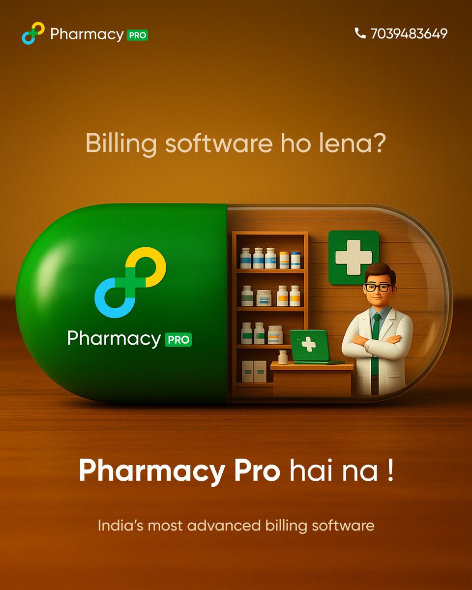 Pharmacy_Pro_'s tweet photo. One Pharmacy Pro capsule a day keeps billing stress away.

#capsule #capsuletrend #medical #pharma #pharmasoftware #PharmacyPro https://t.co/YYhQGKqEyM