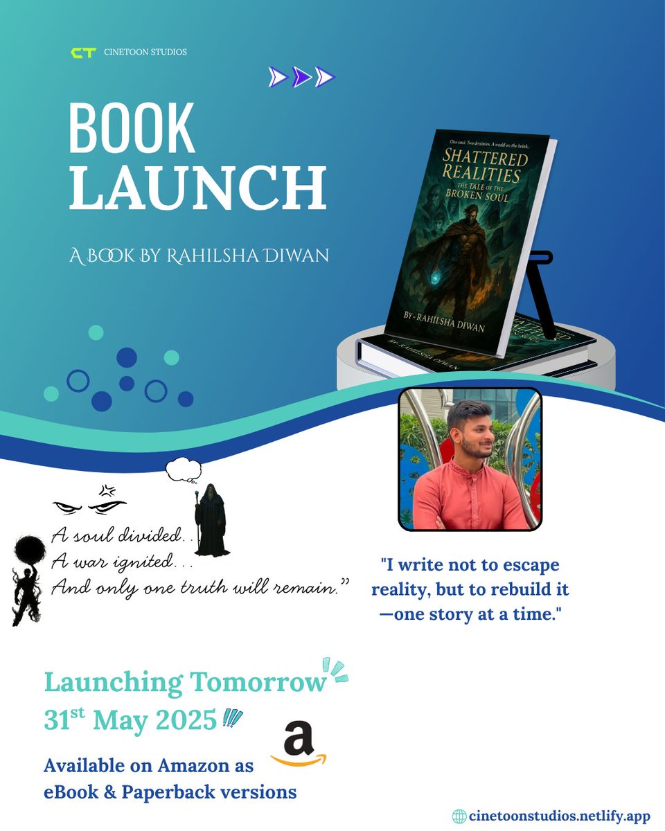 RAHILSHA1's tweet photo. 🔥 The wait ends tomorrow!
"A soul divided. A war ignited. And only one truth will remain..."
📖 Shattered Realities: The Tale of the Broken Soul
🚀 Launching 31st May 2025 on Amazon – eBook &amp; Paperback!
#BookLaunch #FantasyBooks #ShatteredRealities #BookTwitter #rahilsha https://t.co/sQ45dkwXCH
