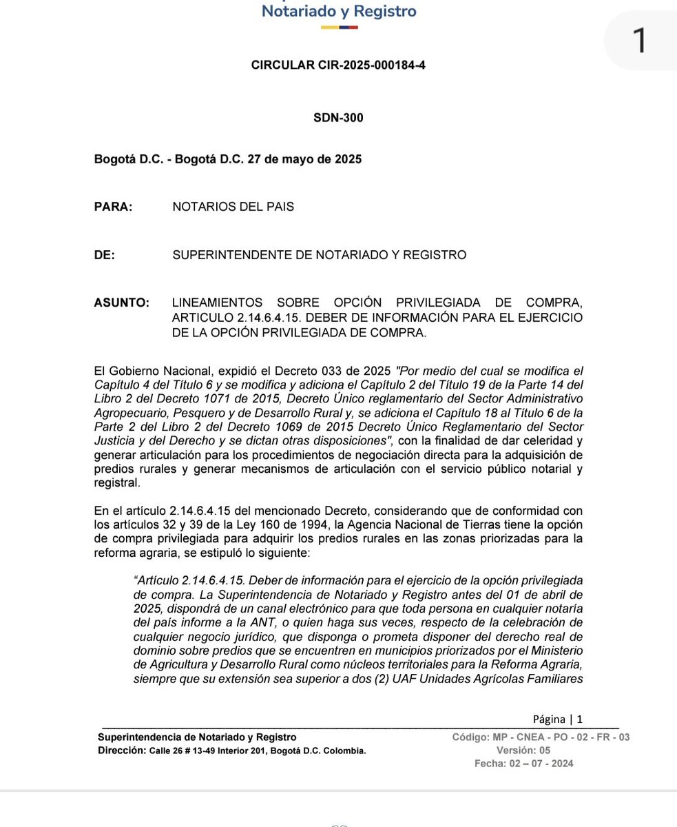 Juan Gonzalo Botero ♿ (@juangobotero) on Twitter photo Los 3 elementos de la propiedad privada en Colombia son uso, goce y libre disposición. Es claro que la comunicación de la <a href="/Supernotariado/">Supernotariado</a> pone restricciones al tercer elemento lo que puede generar consecuencias graves en el mercado de tierras de los municipios priorizados.
Y si Los 3 elementos de la propiedad privada en Colombia son uso, goce y libre disposición. Es claro que la comunicación de la <a href="/Supernotariado/">Supernotariado</a> pone restricciones al tercer elemento lo que puede generar consecuencias graves en el mercado de tierras de los municipios priorizados.
Y si