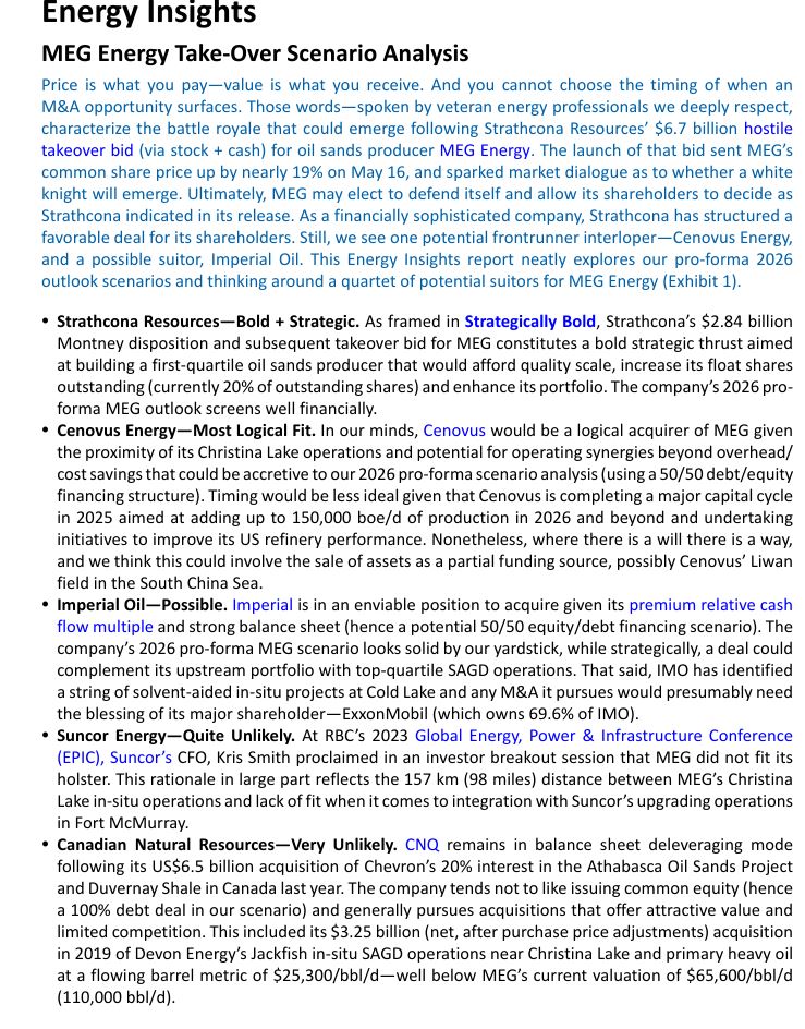 MEG Energy Take-Over Scenario Analysis

$meg.to $scr.to $cnq $cve $imo $su