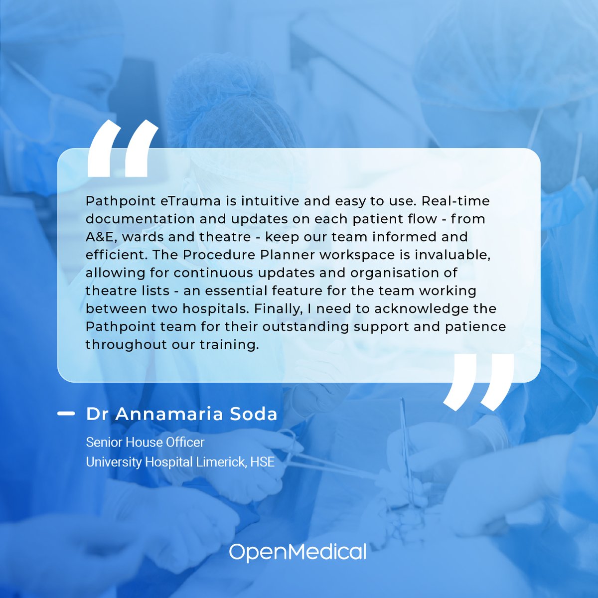 We’re proud to share this wonderful feedback from Dr. Annamaria Soda, Senior House Officer at University Hospital Limerick. 🇮🇪 

A huge thank you to the UHL team, and hats off to our implementation and support teams for making these rollouts smooth, supportive, and impactful.✨