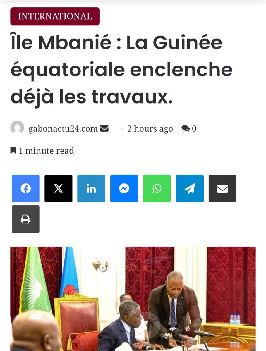 Ella-Ondo (@ellaondo2) on Twitter photo #Gabon.
A la Une à #Libreville:
1/- Sortie de la photo officielle du Pdt <a href="/oliguinguema/">Brice Clotaire Oligui Nguema</a>. Elle devra désormais être visible dans les administrations publiques.
2/- Malabo déclenche les travaux sur ses îles dont Mbanié, Conga et Corisco. #Gabon.
A la Une à #Libreville:
1/- Sortie de la photo officielle du Pdt <a href="/oliguinguema/">Brice Clotaire Oligui Nguema</a>. Elle devra désormais être visible dans les administrations publiques.
2/- Malabo déclenche les travaux sur ses îles dont Mbanié, Conga et Corisco.