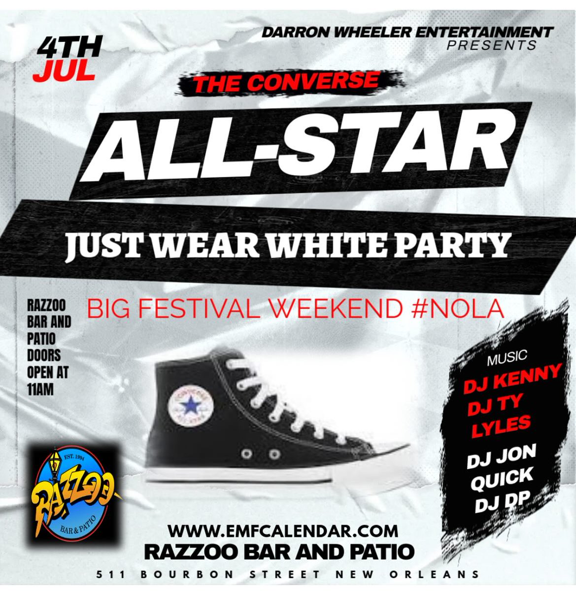Darron Wheeler Entertainment is one of the longest running special event travel companies in the US. Our events are INFAMOUS 4th of July Weekend in the Essence Festival World. We hope you decide to join us, all events can be found on: emfcalendar.com