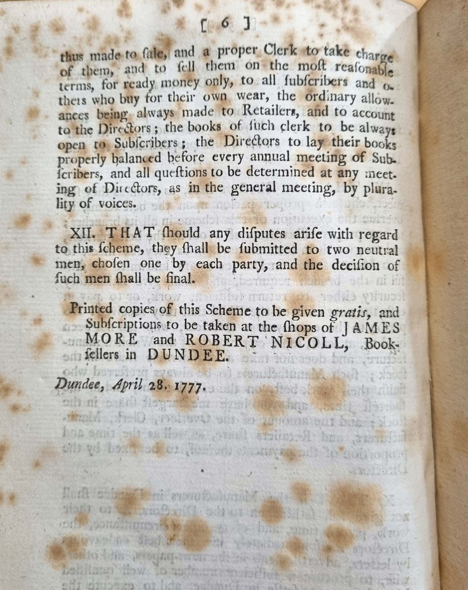 This may be the only surviving copy of this 1770s proposal for woollen manufacture in Dundee: we can't trace more, and given that this predates jute there, we wonder if a digital facsimile might be of interest to e.g. Verdant Works, the unis &amp; and city library, the McManus etc?