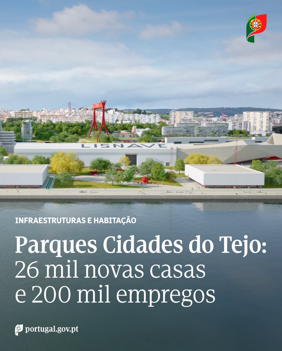 govpt's tweet photo. O plano prevê:
✅ Mais de 26 mil novas habitações
✅ Criação de 200 mil postos de trabalho
✅ Mais de 100 km de novas linhas de transporte público
✅ Infraestruturas como a Cidade Aeroportuária, a Ópera Tejo e duas novas travessias do Tejo

Saiba mais: https://t.co/kkYJTcOExL https://t.co/UUzQ7pArN9