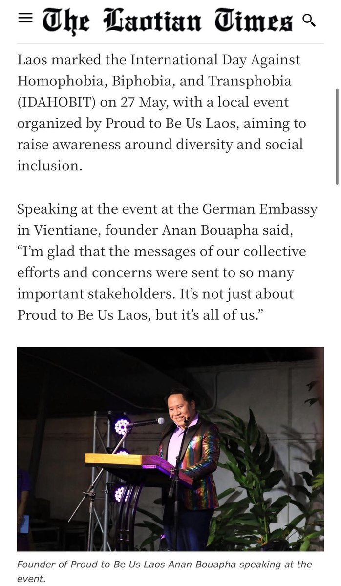 Proud To Be Us Laos (@proudtobeuslaos) on Twitter photo โIโm glad that the messages of our collective efforts and concerns were sent to so many important stakeholders. Itโs not just about Proud to Be Us Laos - เบเบนเบกเปเบเบเบตเปเปเบเบฑเบเปเบฎเบปเบฒ, but itโs all of us.โ
โThe event will increase important awareness of why we need to celebrate the <a href="/may17org/">may17</a> โIโm glad that the messages of our collective efforts and concerns were sent to so many important stakeholders. Itโs not just about Proud to Be Us Laos - เบเบนเบกเปเบเบเบตเปเปเบเบฑเบเปเบฎเบปเบฒ, but itโs all of us.โ
โThe event will increase important awareness of why we need to celebrate the <a href="/may17org/">may17</a>