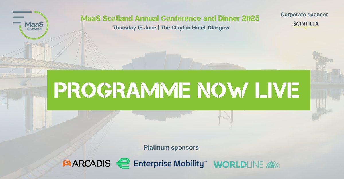📢The programme for our upcoming MaaS Scotland Annual Conference and Dinner, on Thurs 12 June in Glasgow, is live.

This year, we will build from our recently published paper – Implementing Mobility as a Service: A Roadmap for Scotland.

⬇️
maas-scotland.com/maas-scotland-…
