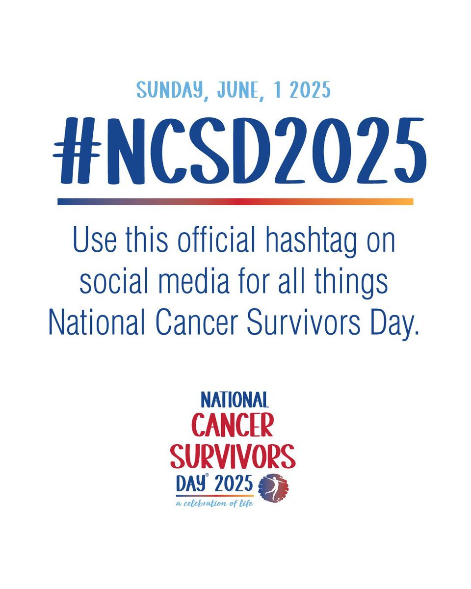 Join millions of cancer survivors and supporters around the world as we celebrate life and honor those with a history of cancer on #NationalCancerSurvivorsDay, June 1.

Reminder: Use the hashtag #NCSD2025 when sharing your National Cancer Survivors Day photos and events!

#NCSD