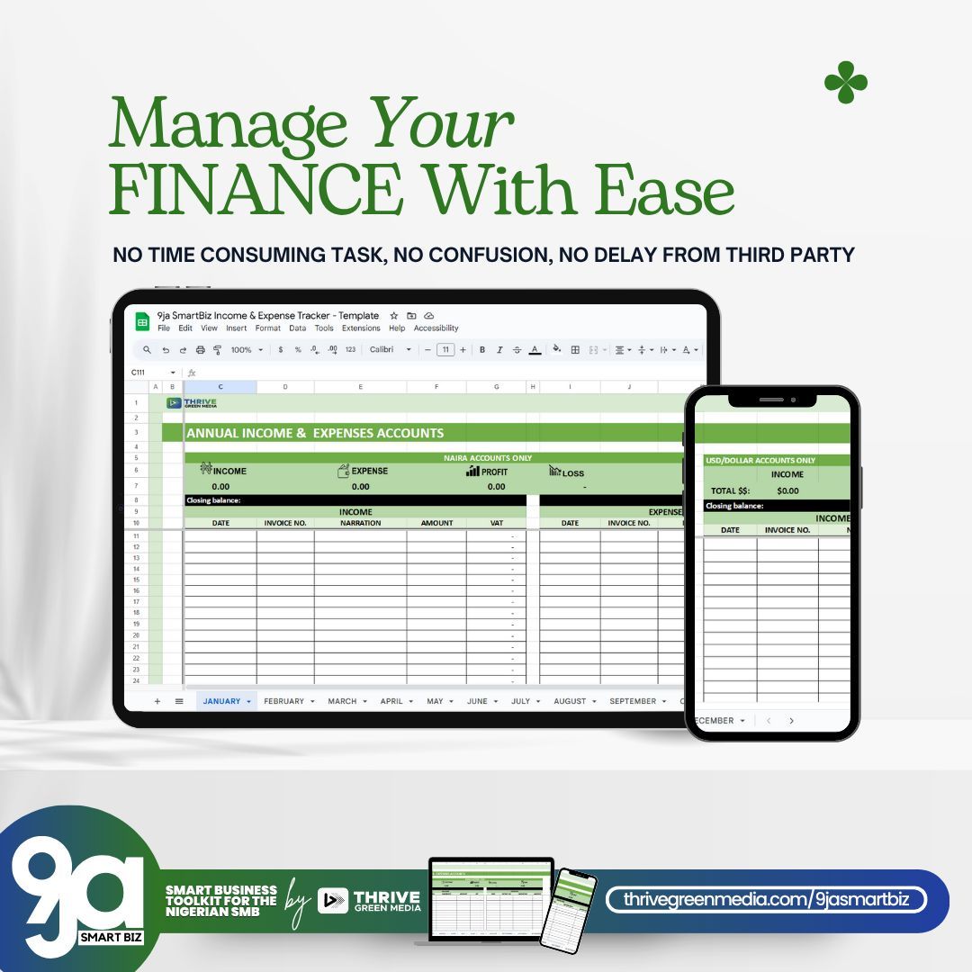TGMAgency's tweet photo. How much did your business REALLY make this month?

With 9ja SmartBiz Tracker, see your income, expenses, VAT, and profit instantly—no guesswork.

Just enter your figures and get real-time clarity.

Start here: https://t.co/tT7r95UEci https://t.co/1Nps48f7Ze