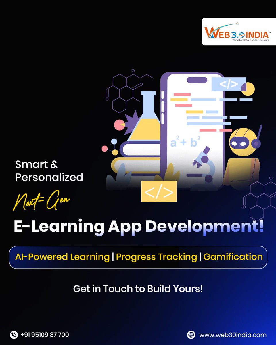 web30_india's tweet photo. Empower learners and educators with a cutting-edge e-learning app built by Web 3.0 India.

Get in Touch to Build Yours Today! 
➡️ https://t.co/wTrAwdtlk7

#ELearningAppDevelopment #NextGenELearning #AIInEducation
[E-Learning App Development, Next-Generation E-Learning] https://t.co/d55GDBRGqH