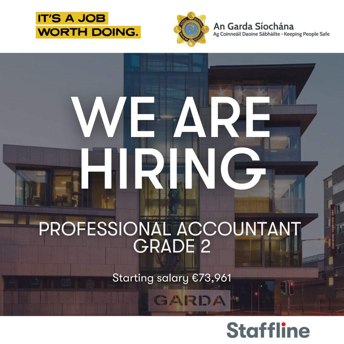 Garda Info (@gardainfo) on Twitter photo Now hiring: Professional Accountant Grade 2 with <a href="/gardainfo/">Garda Info</a>.
Based in Dublin 8 | Starting salary: €73,961
Closing date: 3:00 PM, Friday 20th June 2025
Apply via garda.ie/!0F4359
#ItsAJobWorthDoing Now hiring: Professional Accountant Grade 2 with <a href="/gardainfo/">Garda Info</a>.
Based in Dublin 8 | Starting salary: €73,961
Closing date: 3:00 PM, Friday 20th June 2025
Apply via garda.ie/!0F4359
#ItsAJobWorthDoing