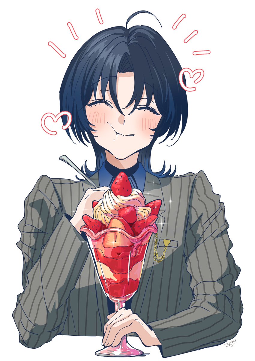 いちごパフェうめうめ🍓🥰
#青ペン
