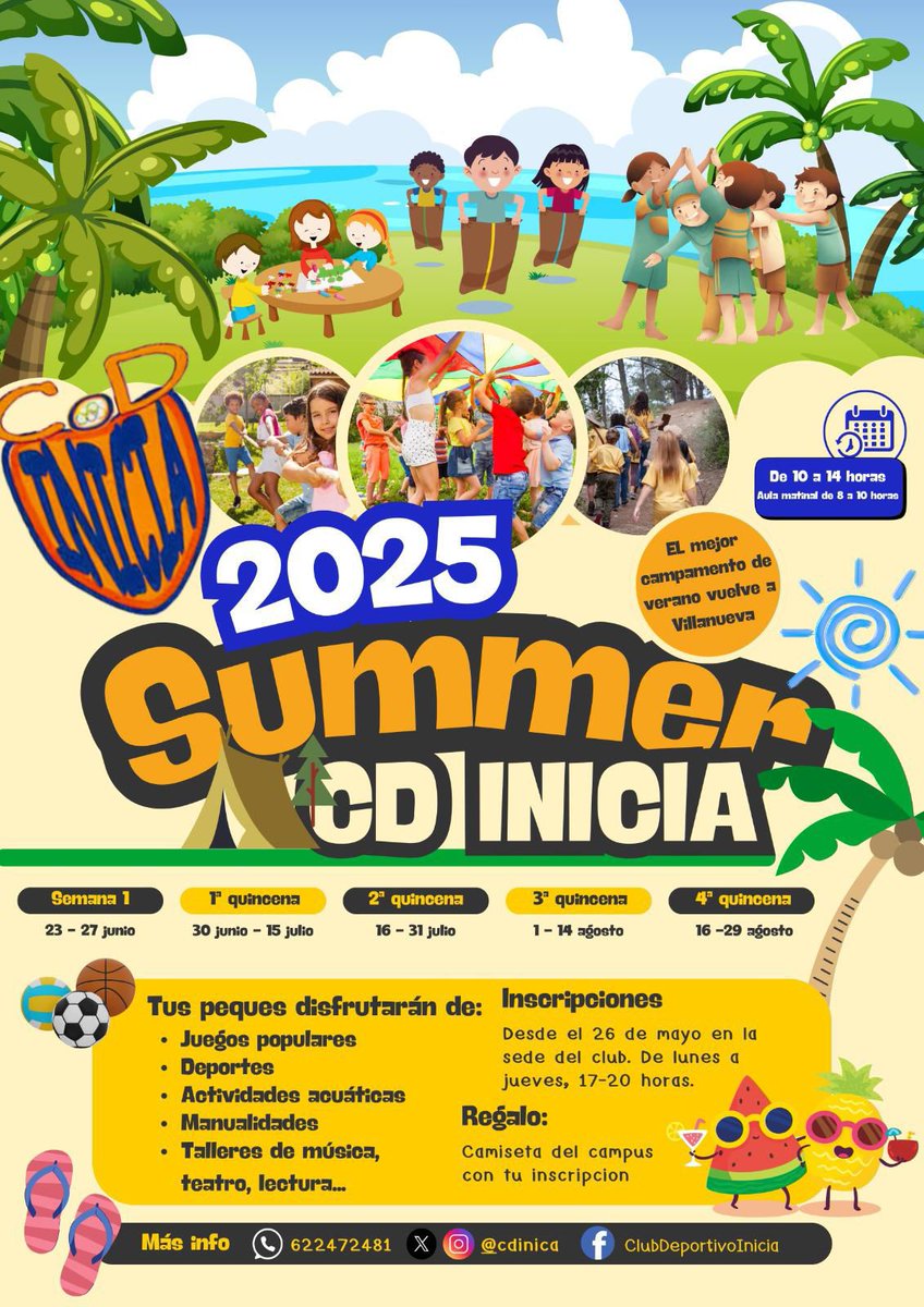C.D. INICIA Vva (@cdinicia_) on Twitter photo ☀️SUMMER INICIA☀️
Vuelve el verano vestido de naranja a Villanueva de la Serena💪🏻
Apunta a tus peques si quieres que tengan el mejor verano de sus vidas gracias a Summer Inicia!🤩
VERANO NARANJA 🧡🧡
<a href="/CBFSANJOSE/">CBF SAN JOSE</a> <a href="/aytovvaserena/">Ayuntamiento de Villanueva de la Serena (Badajoz)</a> ☀️SUMMER INICIA☀️
Vuelve el verano vestido de naranja a Villanueva de la Serena💪🏻
Apunta a tus peques si quieres que tengan el mejor verano de sus vidas gracias a Summer Inicia!🤩
VERANO NARANJA 🧡🧡
<a href="/CBFSANJOSE/">CBF SAN JOSE</a> <a href="/aytovvaserena/">Ayuntamiento de Villanueva de la Serena (Badajoz)</a>