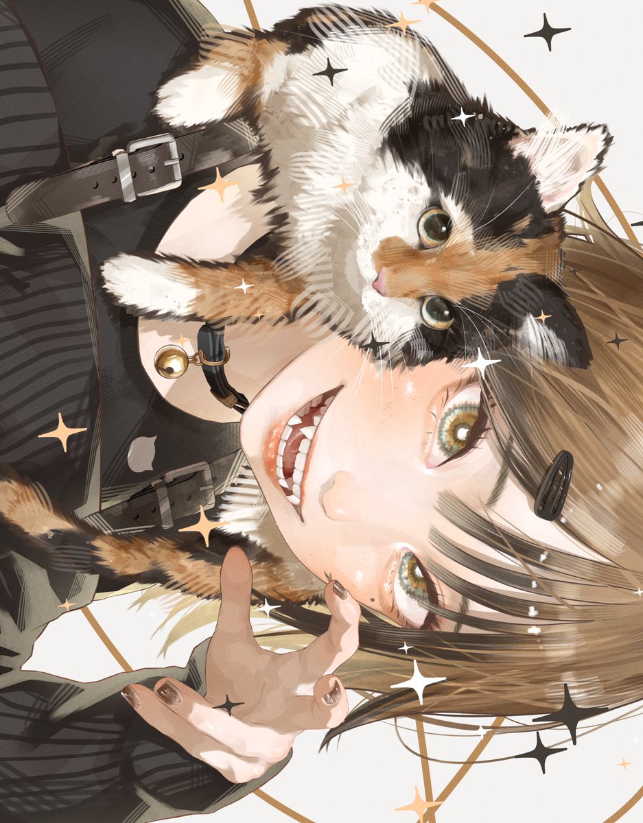 CAT＆GIRLの月でした🫶🖤🤎🤍
 #今月描いた絵を晒そう