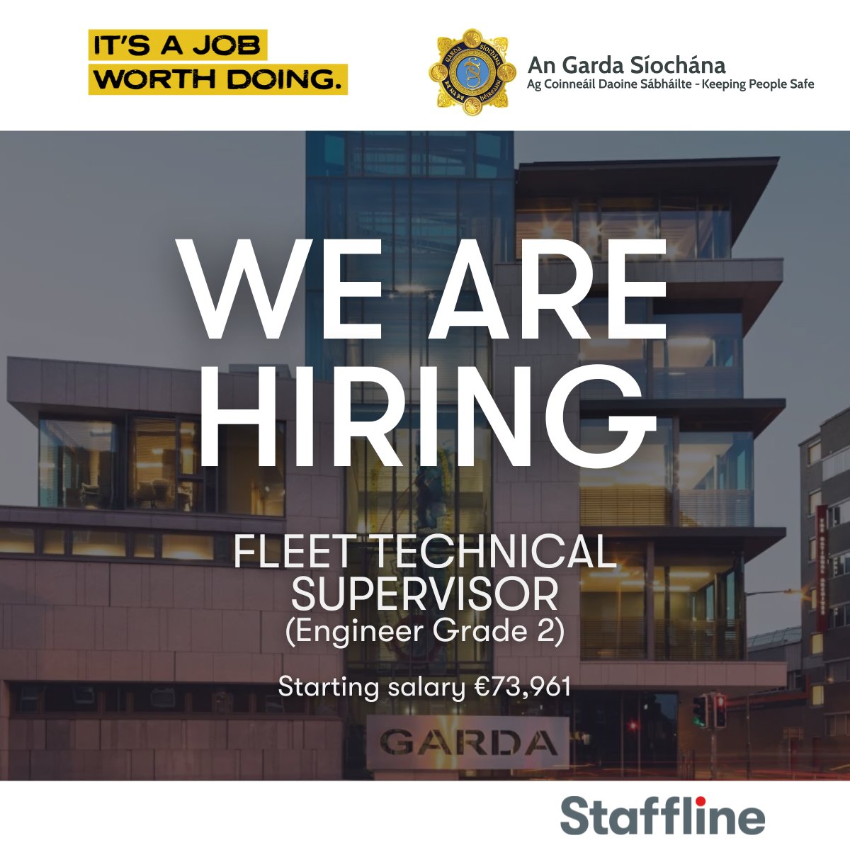 Garda Info (@gardainfo) on Twitter photo <a href="/gardainfo/">Garda Info</a> is hiring a Fleet Technical Supervisor (Engineer Grade 2) to oversee the technical management of its vehicle fleet.
This role is based in Dublin.
Applications close at 3:00 PM, Friday 20th June 2025.
Apply via garda.ie/!0F4359
#ItsAJobWorthDoing <a href="/gardainfo/">Garda Info</a> is hiring a Fleet Technical Supervisor (Engineer Grade 2) to oversee the technical management of its vehicle fleet.
This role is based in Dublin.
Applications close at 3:00 PM, Friday 20th June 2025.
Apply via garda.ie/!0F4359
#ItsAJobWorthDoing