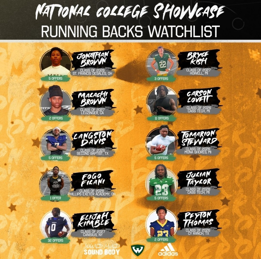 Jonathan Brown (@jvbrow3) on Twitter photo 📢 Excited to compete at <a href="/waynestate/">Wayne State University</a> this weekend with my bro <a href="/FMcAllister21/">Frankie McAllister</a> Let's get it!!💪🏾
✅️ Sunday session 1 (9am-11am)
<a href="/smsbacademy/">SoundMind SoundBody®</a> <a href="/FootballSFD/">DeSales Football</a> <a href="/AllenTrieu/">Allen Trieu</a> <a href="/Bryan_Ault/">Bryan Ault - Midwest Scout</a> <a href="/Birm/">Jeremy Birmingham</a> <a href="/TylerStevens94/">Tyler Stevens</a> <a href="/MarcSutherland_/">Marcus Sutherland</a>
<a href="/adidasUS/">adidas</a> 📢 Excited to compete at <a href="/waynestate/">Wayne State University</a> this weekend with my bro <a href="/FMcAllister21/">Frankie McAllister</a> Let's get it!!💪🏾
✅️ Sunday session 1 (9am-11am)
<a href="/smsbacademy/">SoundMind SoundBody®</a> <a href="/FootballSFD/">DeSales Football</a> <a href="/AllenTrieu/">Allen Trieu</a> <a href="/Bryan_Ault/">Bryan Ault - Midwest Scout</a> <a href="/Birm/">Jeremy Birmingham</a> <a href="/TylerStevens94/">Tyler Stevens</a> <a href="/MarcSutherland_/">Marcus Sutherland</a>
<a href="/adidasUS/">adidas</a>