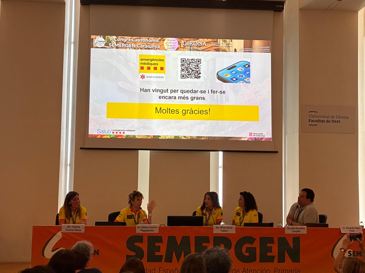 semgencat's tweet photo. #EstàPassant: Presentem a Girona la taula de WebApp-Guies Clíniques del #SEM, en el 9è Congrès Autonòmic de #SEMERGEN Catalunya (Sociedad Española de Médicos de Atención Primaria). 

📸 Representant el #SEM: Yolanda Ferreres, Bibiana Carrión, Olívia García i Mar Escudero.

@SEMERGENap