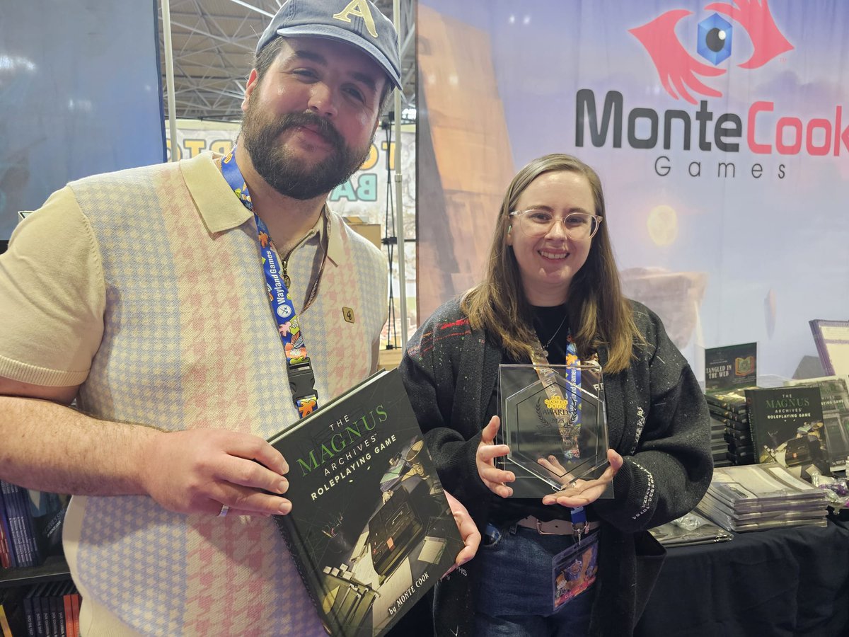 We are at the UK Games Expo today celebrating @montecookgames win of Best Roleplaying Game for #TheMagnusArchives RPG in the UKGE Judge's Award 2025! Visit the Monte Cook stand to playtest the game, and consider voting for it in the People's Choice Awards. #ukgamesexpo #ukge2025