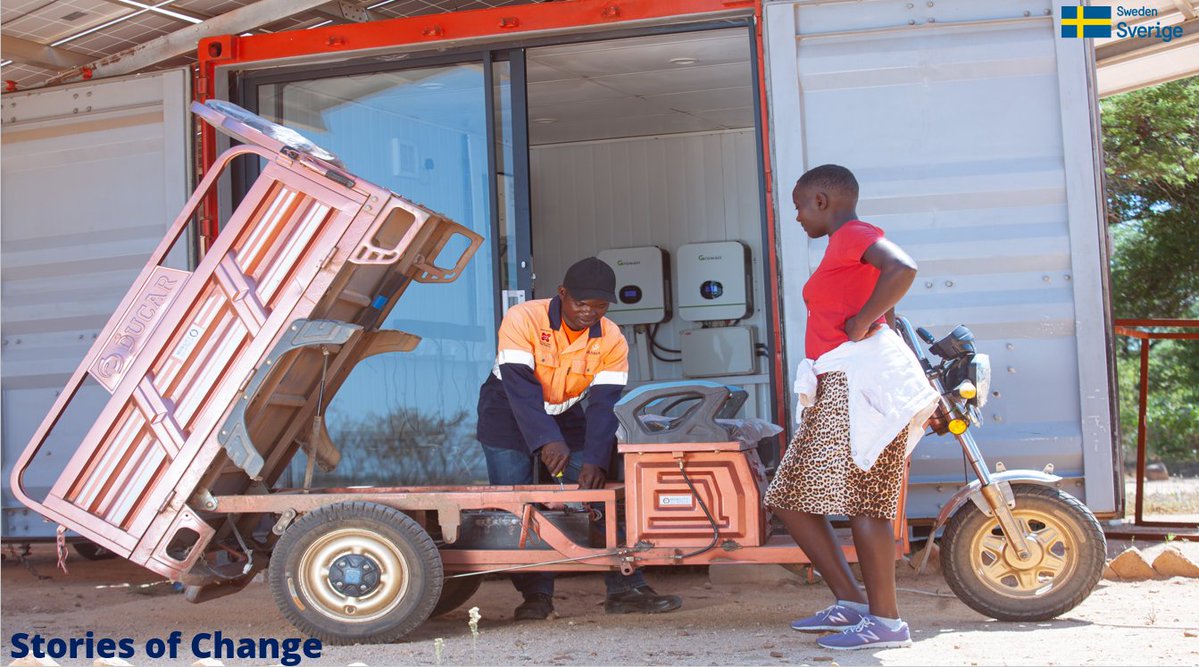 Sweden in Zimbabwe 🇸🇪 (@swedeninzw) on Twitter photo In rural 🇿🇼, solar-powered tricycles are transforming lives. With support from 🇸🇪 & <a href="/AECFAfrica/">AECF Africa</a> , <a href="/Mobility4Africa/">Mobilityforafrica</a> empowers women to farm, trade & earn. 150+ households now have clean, affordable transport.
Innovation. Equality. Progress.
#StoriesOfChange
#TeamSweden In rural 🇿🇼, solar-powered tricycles are transforming lives. With support from 🇸🇪 & <a href="/AECFAfrica/">AECF Africa</a> , <a href="/Mobility4Africa/">Mobilityforafrica</a> empowers women to farm, trade & earn. 150+ households now have clean, affordable transport.
Innovation. Equality. Progress.
#StoriesOfChange
#TeamSweden