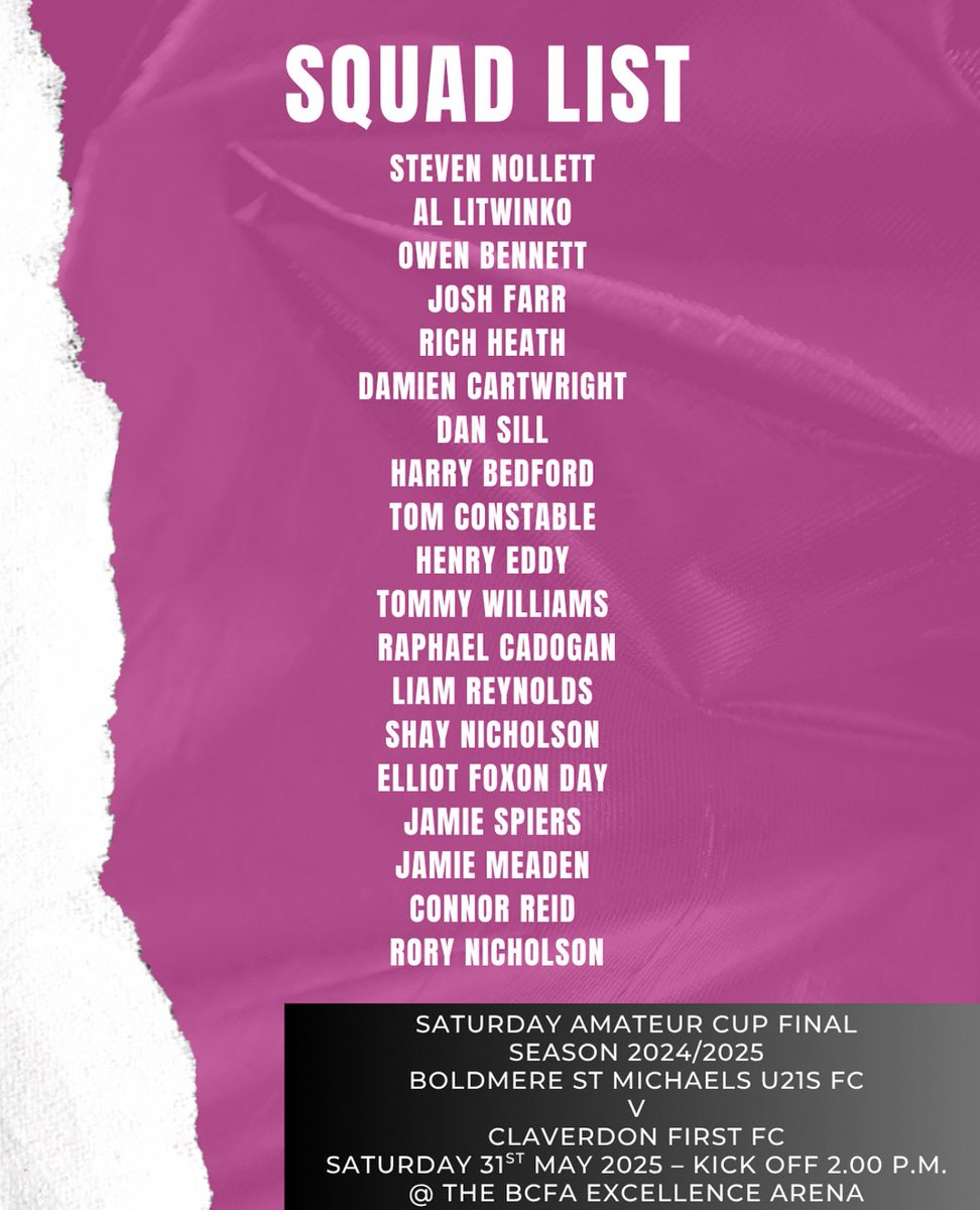 ClaverdonFC's tweet photo. Our Squad to face Boldmere St Michaels U21 in the #BCFA County Cup Final 💪🏻 https://t.co/23lwkAd5Wo