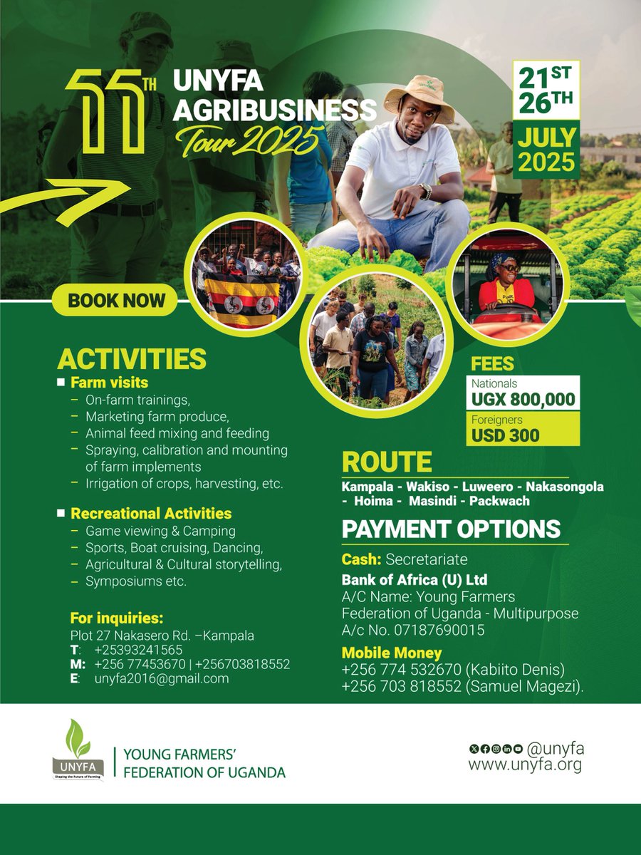 unyfa1's tweet photo. At the 30th National Agricultural Show, you will have a chance to learn from other farmers' achievements and get your farming problems answered by professionals in the agricultural sector.

📸 View the flyer for further details.

#Agrishow25 https://t.co/b7SE0Fthjw