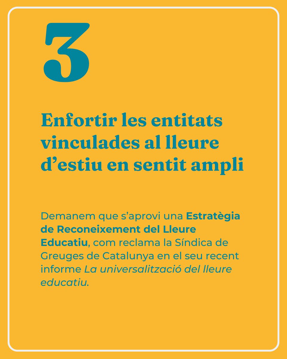 🪡 Crida transversal de la societat civil per universalitzar el lleure a l'estiu

📍  Consulta els punts clau del manifest 'A l'estiu ens hi juguem molt' que  vam presentar ara fa 15 dies, i el document sencer a la web: educacio360.cat/crida-transver…