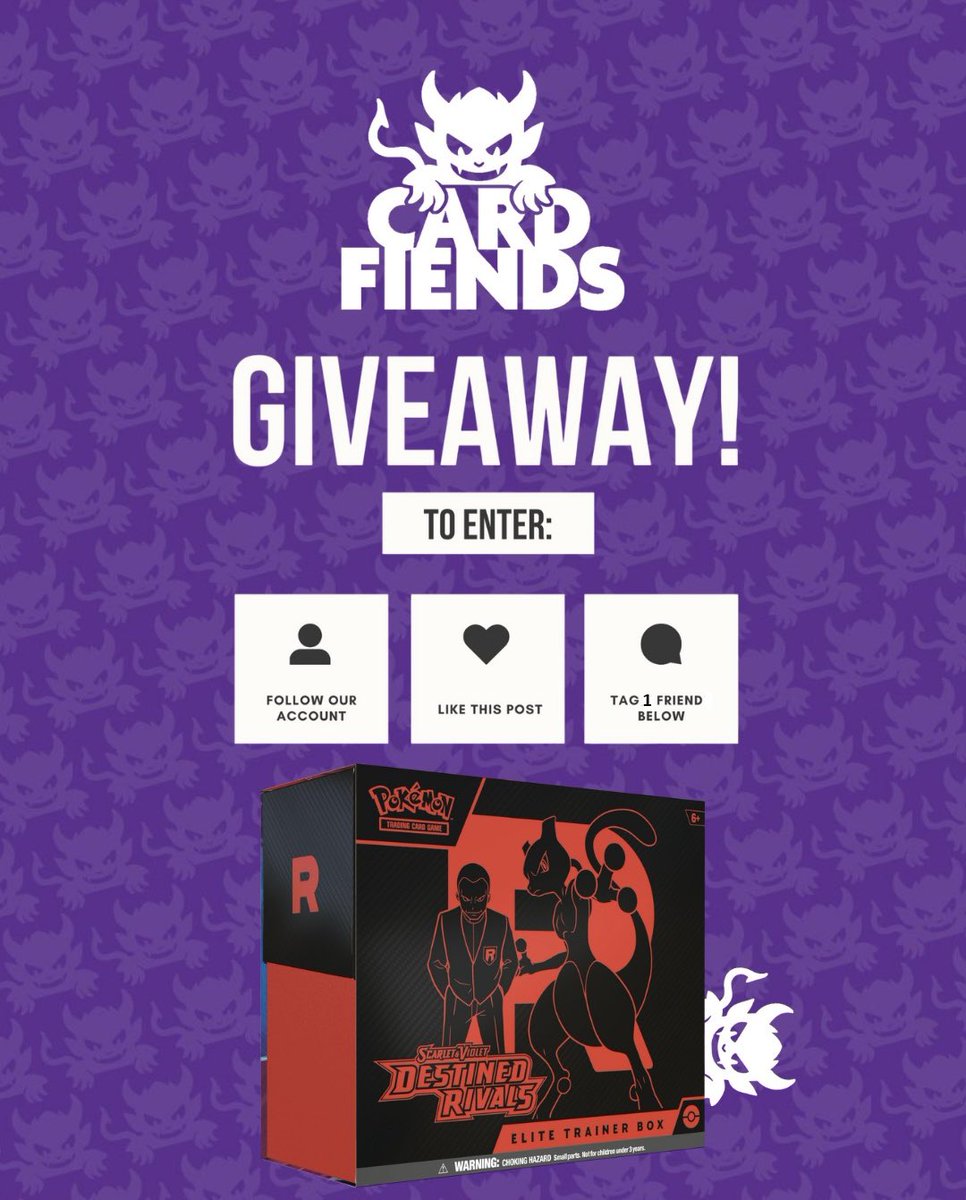 Card_Fiends's tweet photo. 🎁 ETB Giveaway 🎁

To celebrate the release of Destined Rivals, we’re giving away an ETB !

For a chance to win, all you need to do is:

1️⃣ Follow our account
2️⃣ Like and retweet this post
3️⃣ tag a friend below

Winner chosen on Friday 6th June

UK Only ! 🇬🇧 https://t.co/39C7CGA7yN