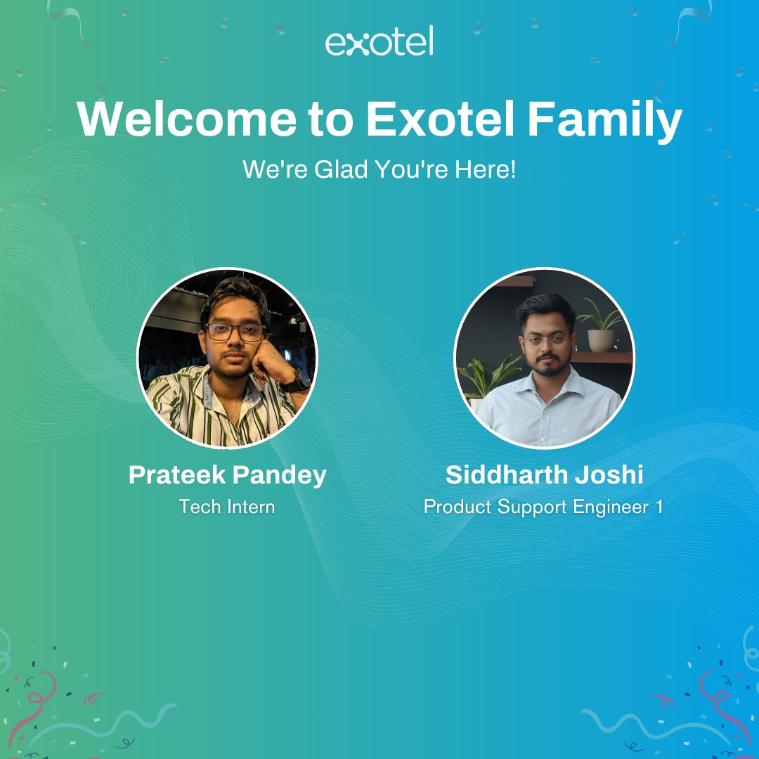 New faces, fresh energy, and unstoppable momentum! 

We're excited to welcome a fantastic new crew to the Exotel family!

We are building something at Exotel and each one of them brings unique skills and fresh perspectives. 

As we continue to scale, it's the people behind the