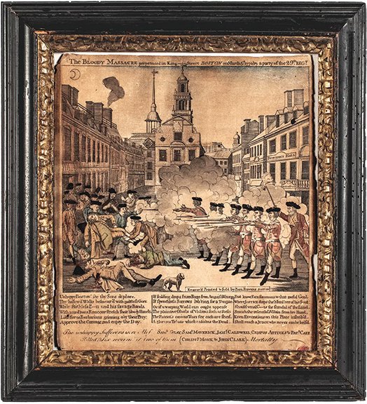 Paul Revere’s engraving "The Bloody Massacre" was sold by Early American History Auctions for $200,000. It was consigned from the collection of John William Middendorf II who had acquired it in 2011 at <a href="/ChristiesInc/">Christie's</a> for $116,500 maineantiquedigest.com/stories/bloody… #antiques #history #art