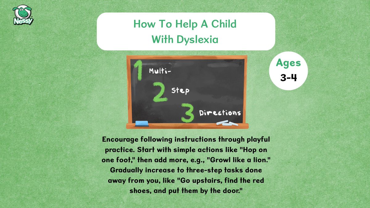 NessyLearning's tweet image. Multi-Step Directions is a good way to help your child&apos;s memory. 
More Tips available at nessy.com

#NessyLearning #Dyslexia  #LearningStrategies #KidsLearning #ChildDevelopment
