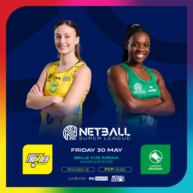 NetballSL's tweet photo. Eyes on a top four spot 👀 

📈 @thundernetball host @CardiffDragons_ knowing that a win will see them book their place in the Play-Offs! 

Find out if they can do it live on @SkySports (UK) and NetballPass (international) ⬇️
